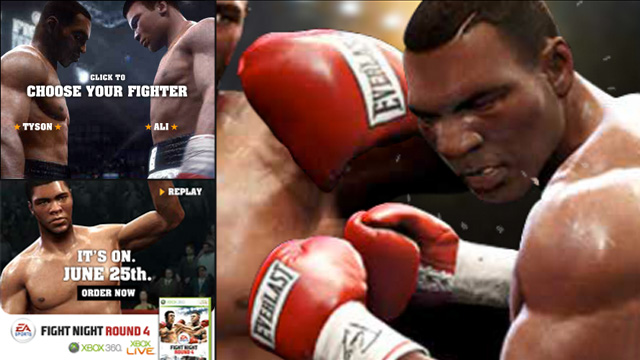 Tyson and Ali go heads up in this Flash Rich Media banner storyboard for EA Fight Night Round 4